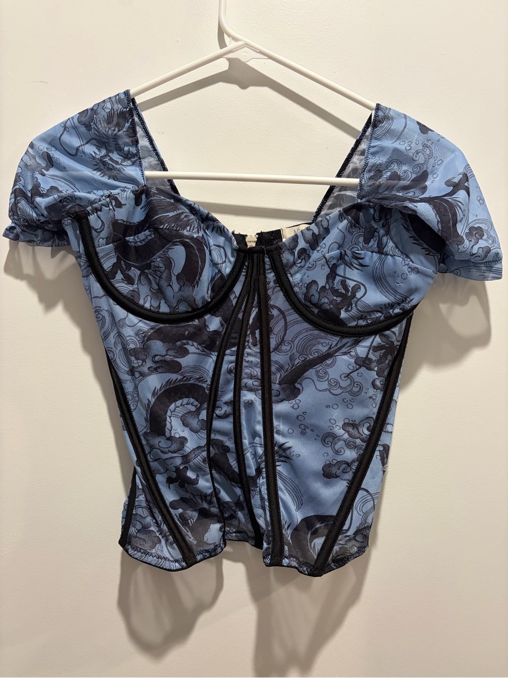 Blue Dragon Print Corset Top